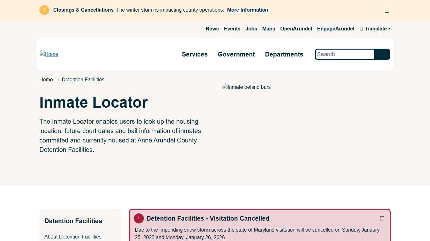 Inmate Locator Anne Arundel County Government